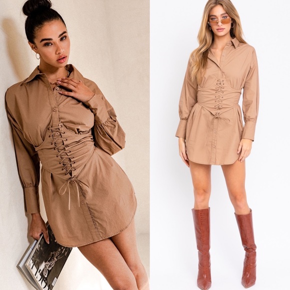 *24 FRIDAY SALE* Killer Queen Corset Lace Up Shirt Dress - Picture 4 of 8